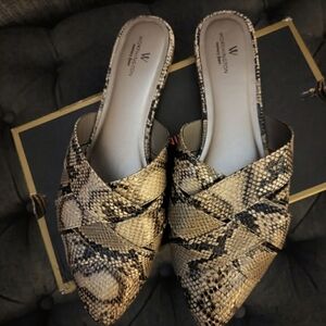 Worthington Black and Cream Patterned Mules